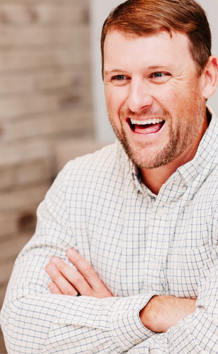 man smiling at appointment
